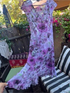 Komarov Floral Pleated Dress in Lavender Purple